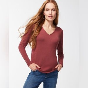 CHICO’S Spun Rayon Pullover V-Neck Sweater Sable Brown NWT | Size 0 Small